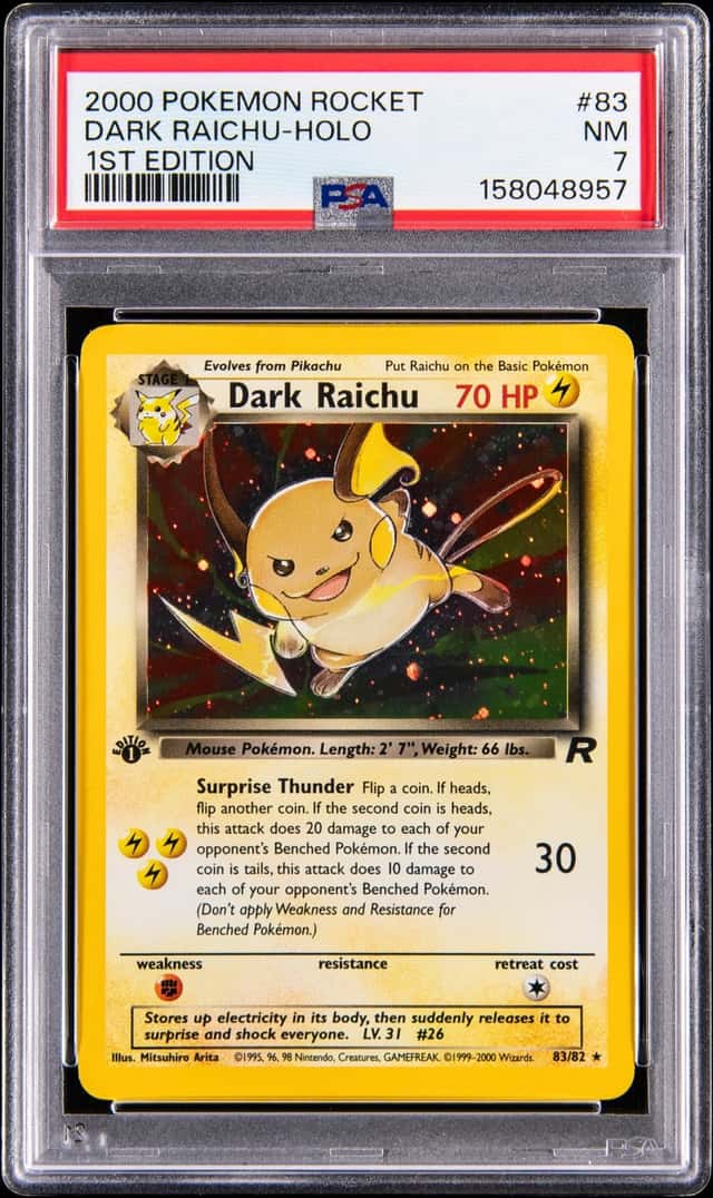 2000 Pokemon Rocket 1st Edition Holo #83 Dark Raichu - PSA NM 7