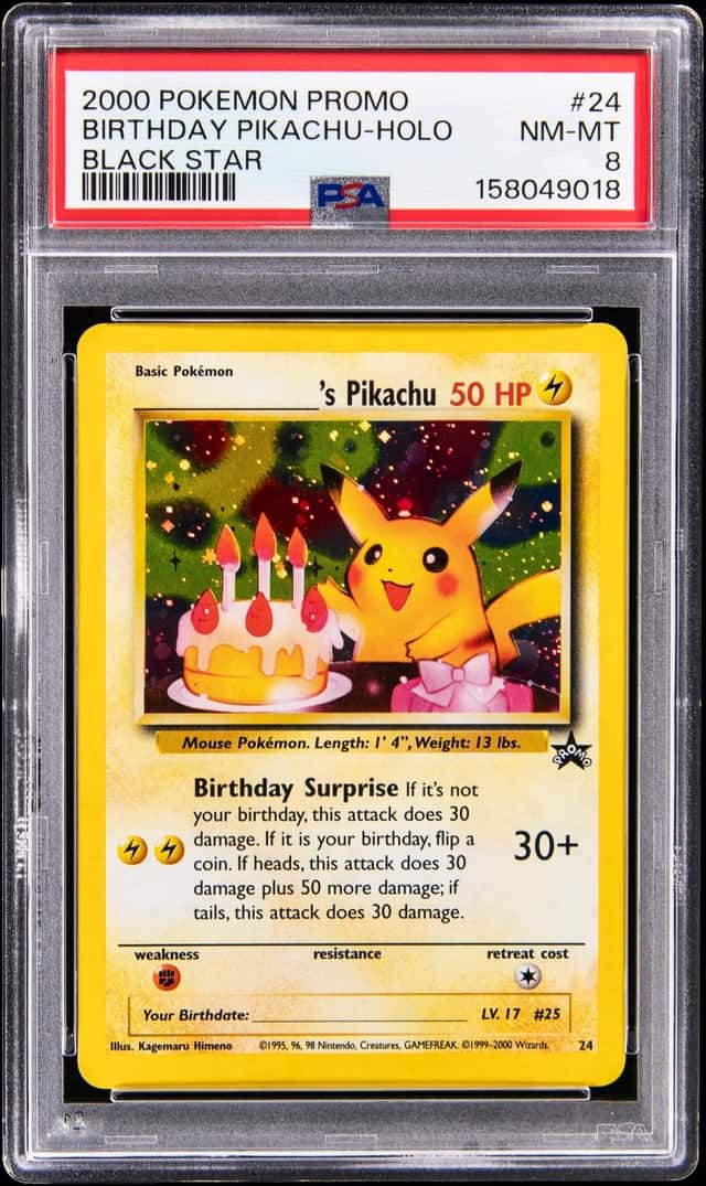2000 Pokemon Promo Black Star Holo #24 Birthday Pikachu - PSA NM-MT 8