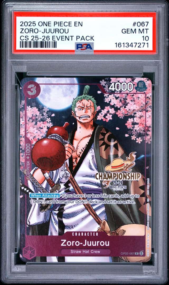 2025 ONE PIECE CHAMPIONSHIP 2025-26 EVENT PACK #067 ZORO-JUUROU PSA 10