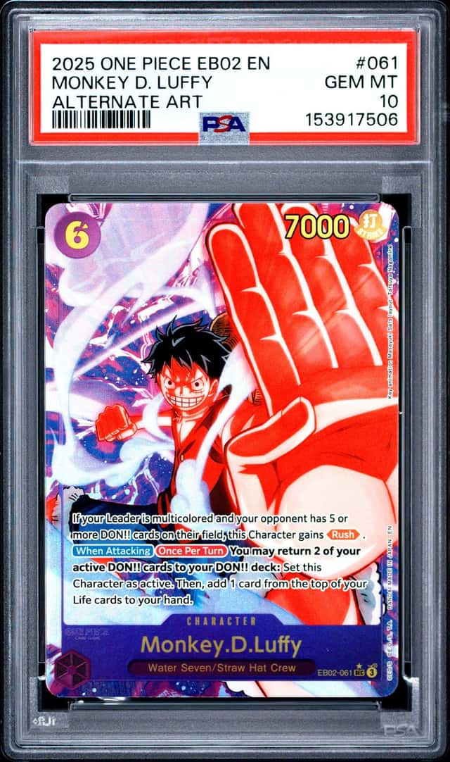 2025 ONE PIECE EB02-EXTRA BOOSTER ANIME 25TH COLLECTION MONKEY D. LUFFY PSA 10