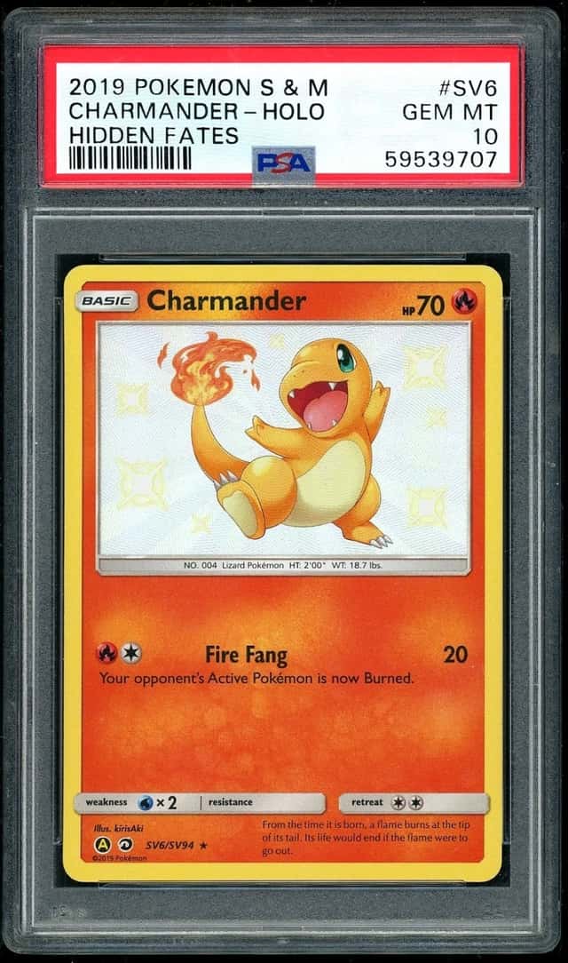 POKEMON CHARMANDER 2019 SUN & MOON HIDDEN FATES #SV6 HOLO PSA 10