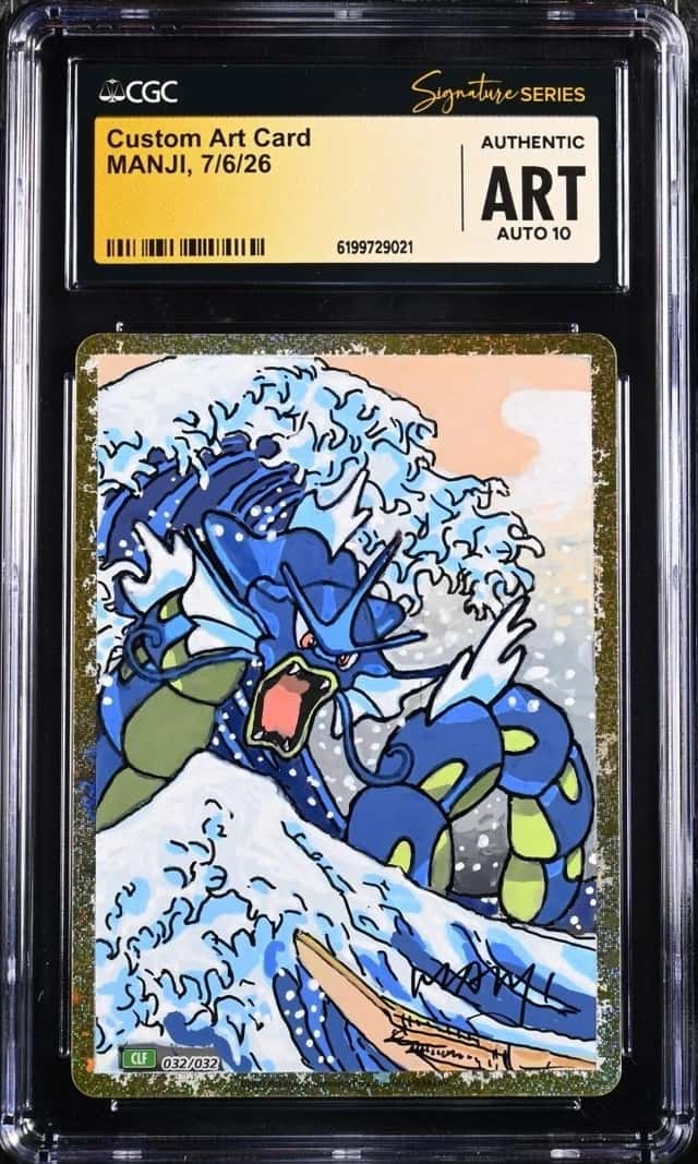 Pokemon 2023 Custom Art Card Gyarados Sketch MANJI Signed CGC ART AUTO 10