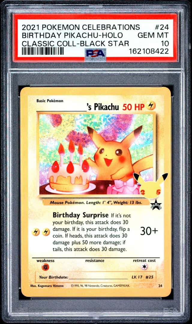 8422 Birthday Pikachu 2021 Pokemon Sword Shield Celebrations Classic #24 PSA 10