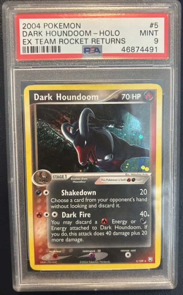 2004 POKEMON EX TEAM ROCKET RETURNS #5 DARK HOUNDOOM HOLO PSA 9 Low Pop