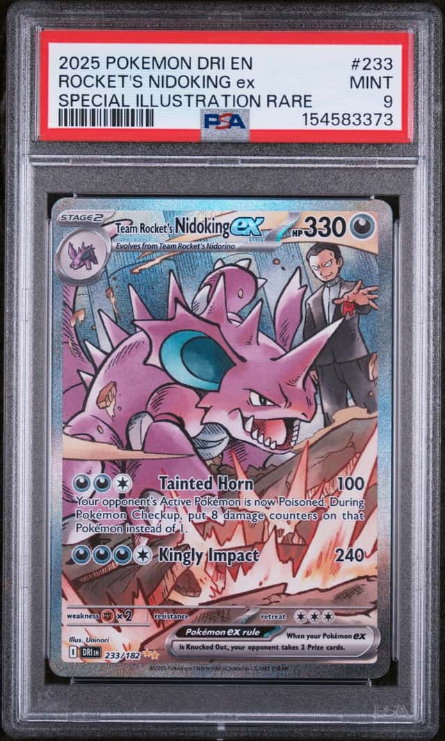 2025 Pokemon DRI EN Special Illustration Rare #233 Rocket's Nidoking ex PSA 9