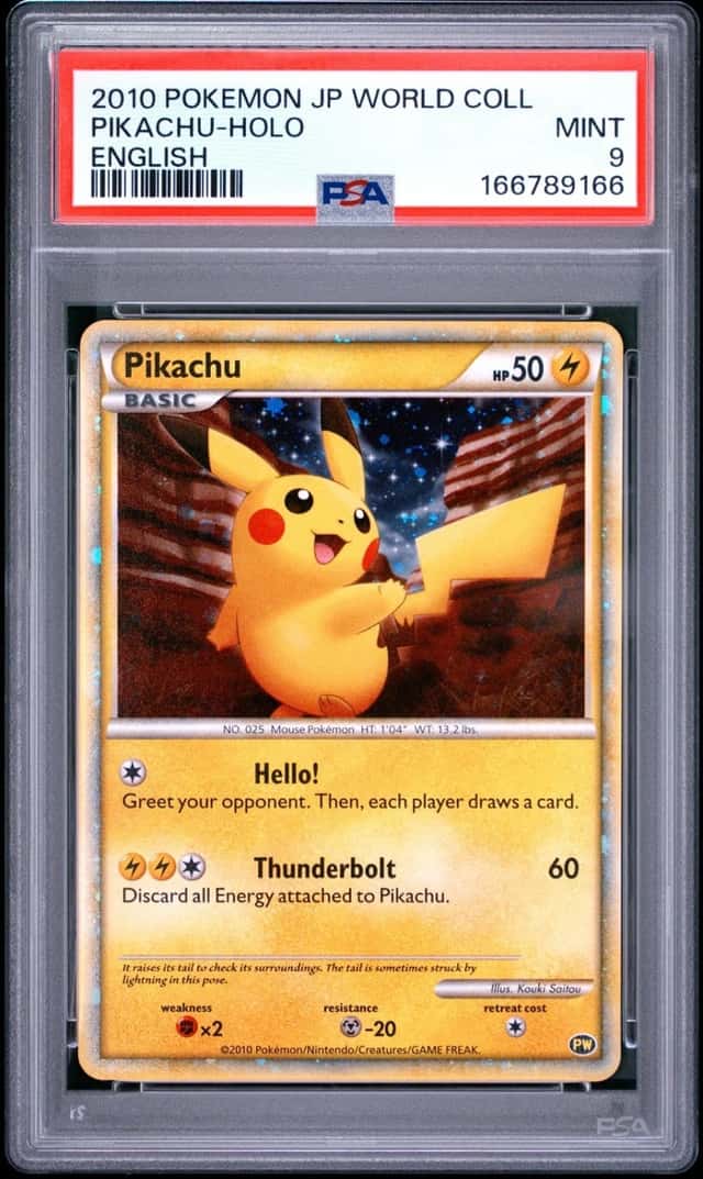 2010 POKEMON JAPANESE WORLD COLLECTION ENGLISH PIKACHU-HOLO PSA 9