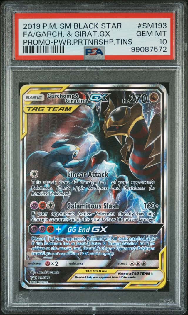 POKEMON GARCH. & GIRAT.GX 2019 SM BSP #SM193 FA PWR.PRTNRSHP.TINS PSA 10