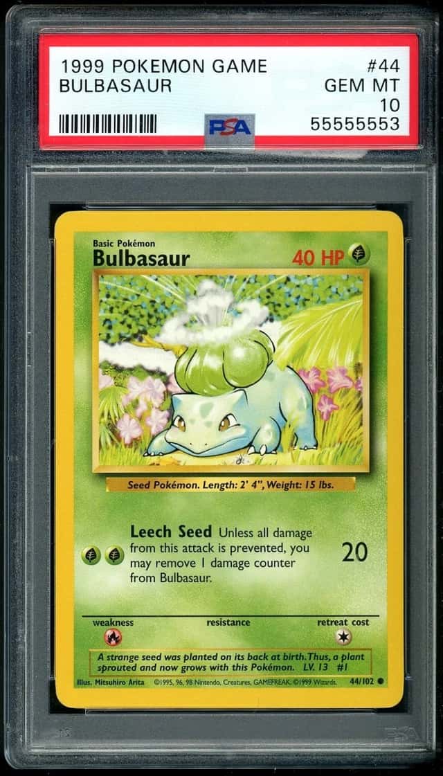 1999 POKEMON BASE SET BULBASAUR #44 PSA 10