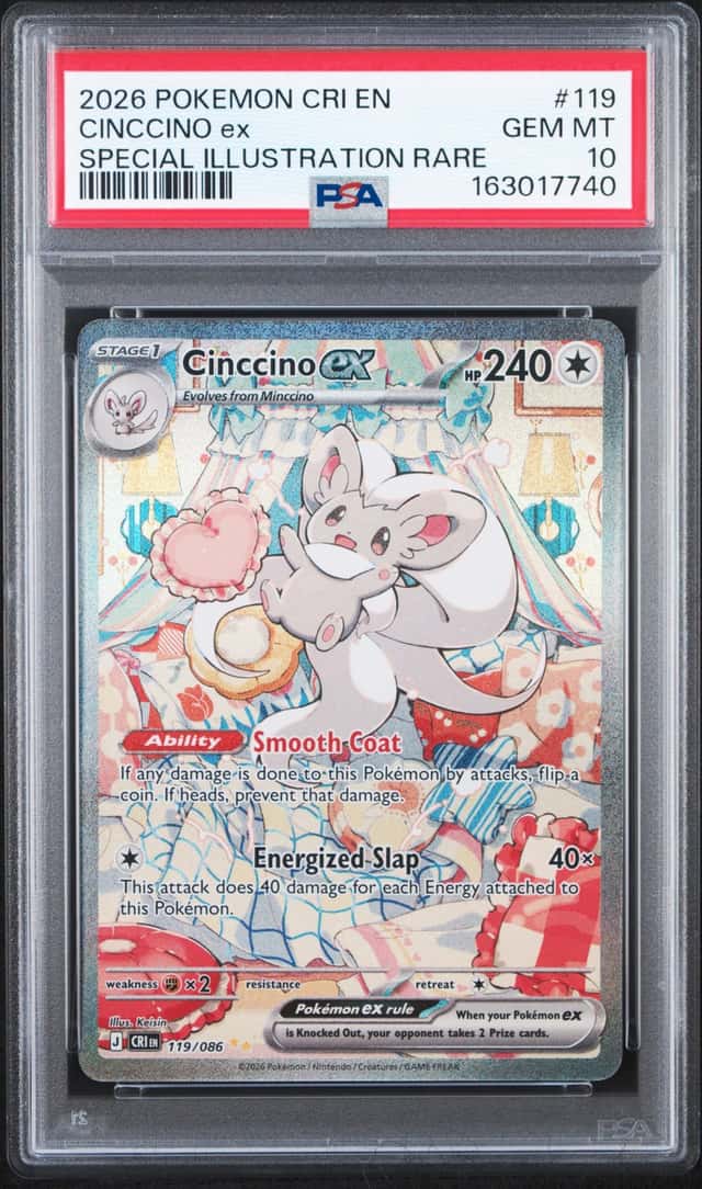 2026 POKEMON CRI EN SPECIAL ILLUSTRATION RARE CINCCINO EX #119 PSA 10 GEM MINT