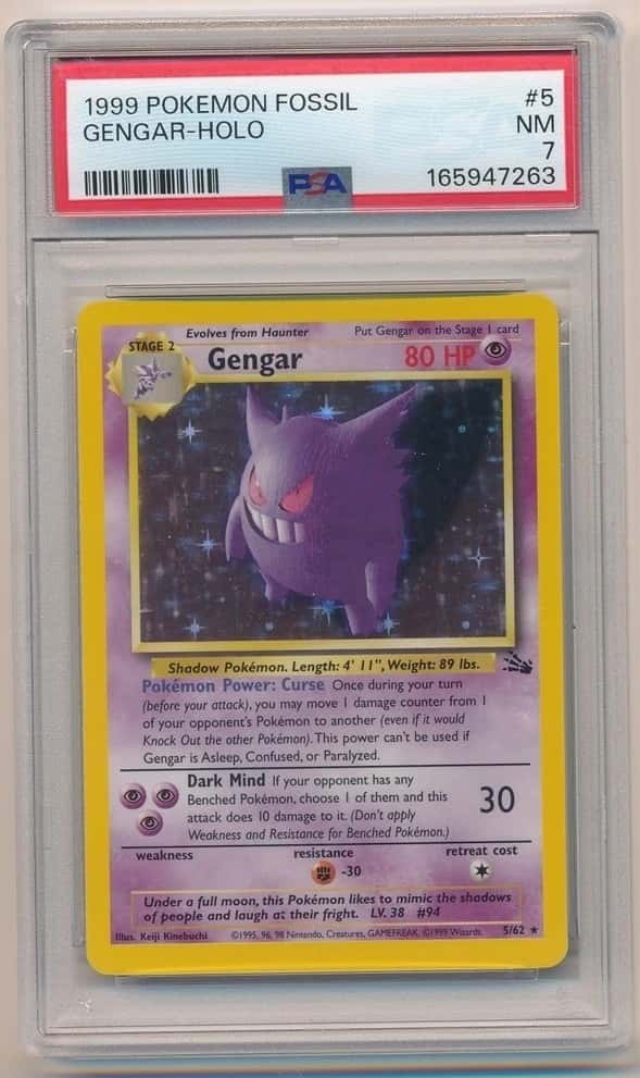 1999 POKEMON FOSSIL GENGAR HOLO #5 PSA 7 NM VINTAGE