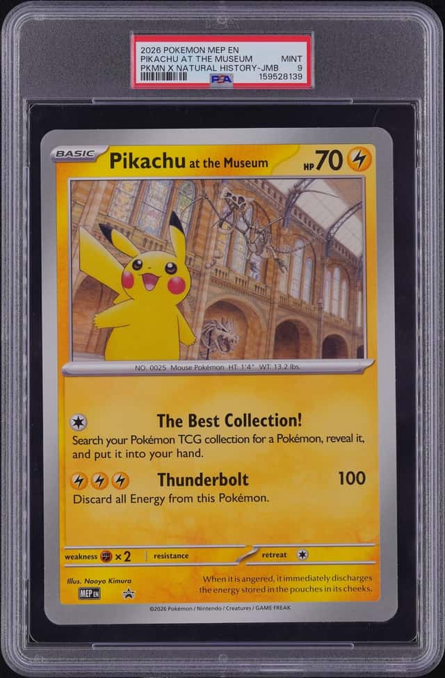 2026 POKEMON MEP EN-ME NATURAL HISTORY MUSEUM PIKACHU AT THE MUSEUM PSA 9