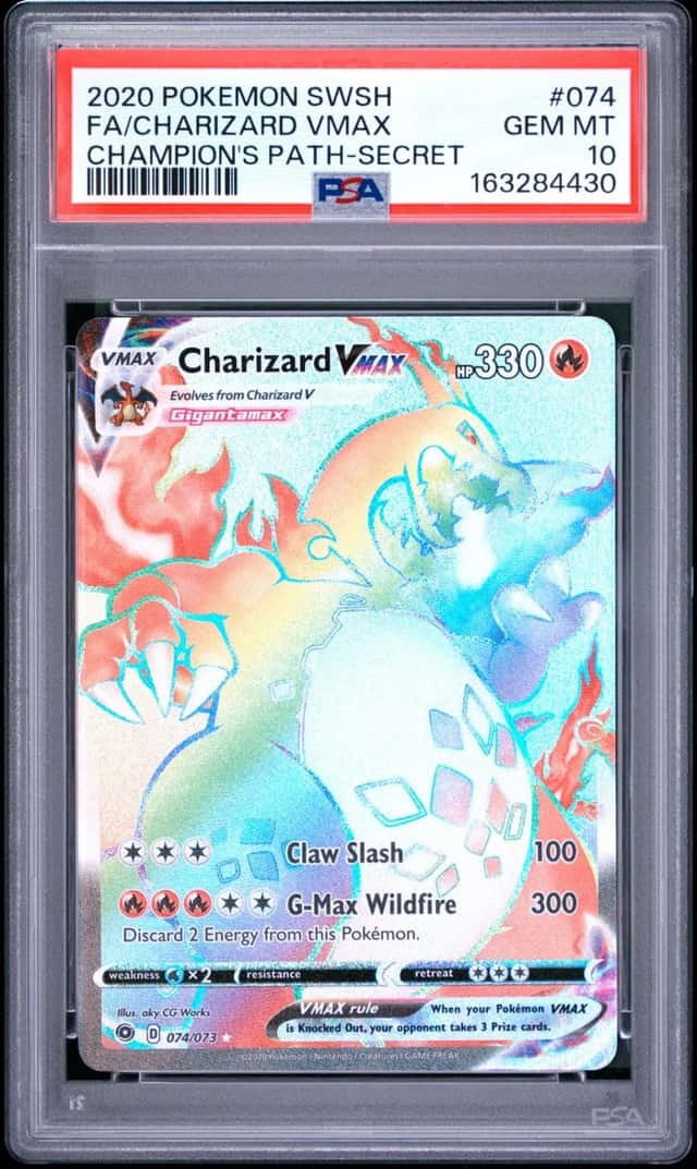 2020 POKEMON SWORD & SHIELD CHAMPION'S PATH #074 FULL ART/CHARIZARD VMAX PSA 10