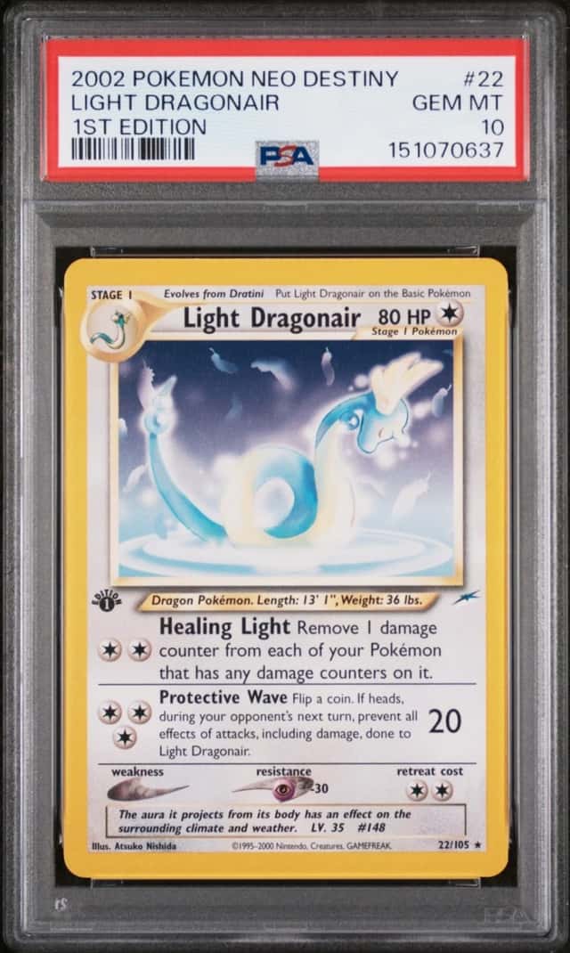 2002 POKEMON NEO DESTINY 1ST EDITION #22 LIGHT DRAGONAIR PSA 10