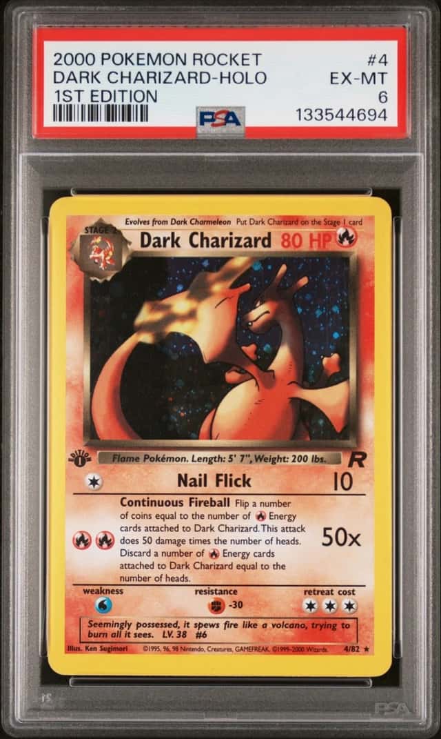 2000 POKEMON ROCKET 1ST EDITION #4 DARK CHARIZARD-HOLO PSA 6