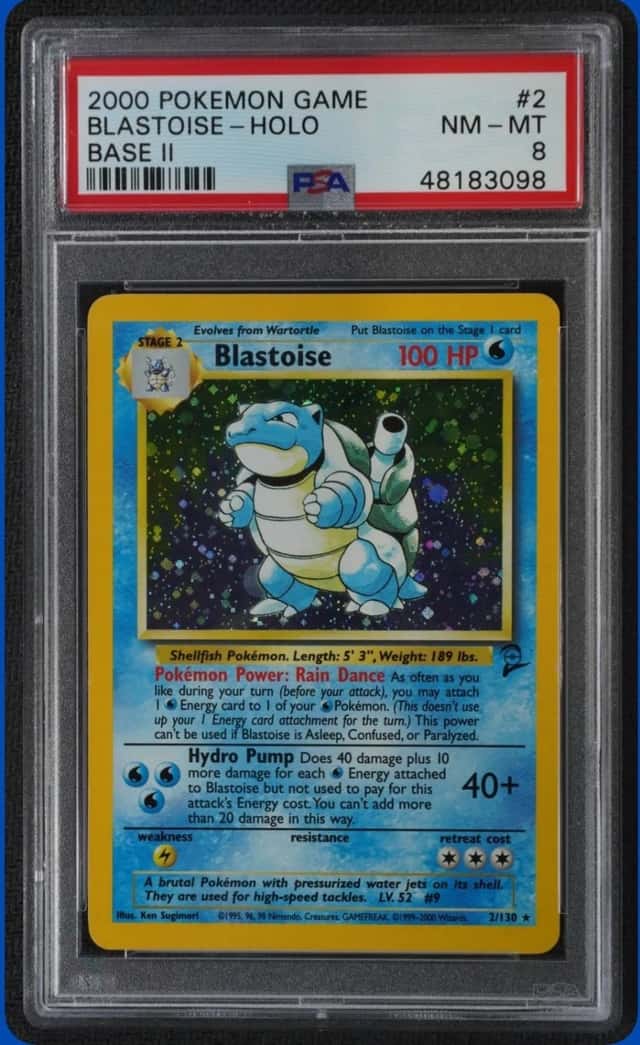 2000 POKEMON BASE SET 2 #2/130 BLASTOISE HOLO RARE PSA 8