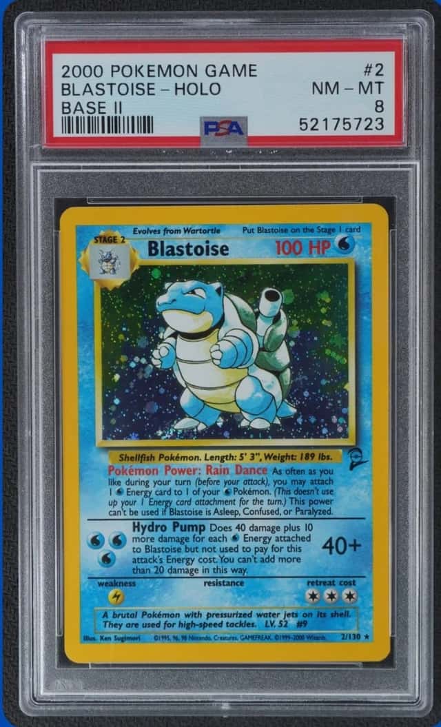 2000 POKEMON SET 2 #2/130 BLASTOISE HOLO RARE PSA 8