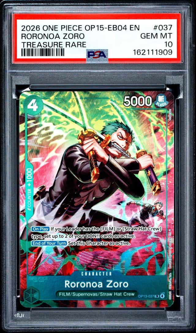 One Piece CCG Roronoa Zoro Treasure Rare Alt Art Holo PSA 10 Gem Mint TCG