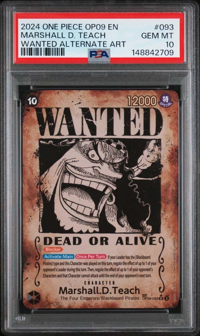 ONE PIECE MARSHALL D. TEACH WANTED ALT ART OP09-EMPERORS IN THE NEW WORLD PSA 10