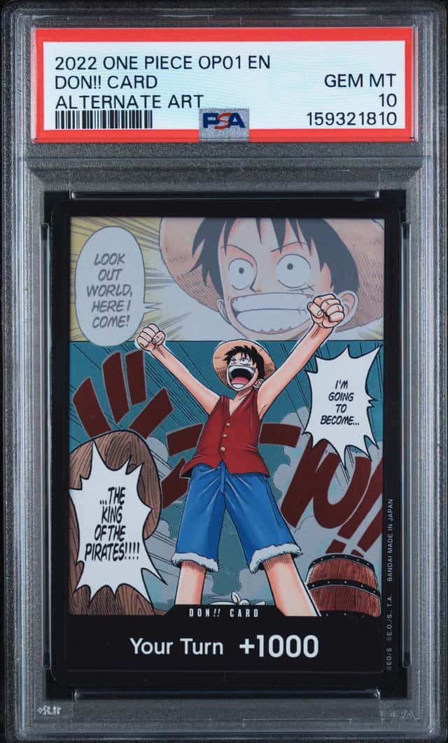 2022 ONE PIECE MONKEY D LUFFY PSA 10 ALT ART DON!! OP01 ROMANCE DAWN ENGLISH