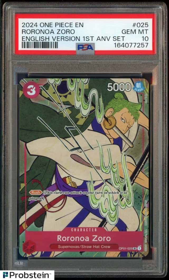 2024 One Piece English Version 1st Anniversary Set #025 Roronoa Zoro PSA 10