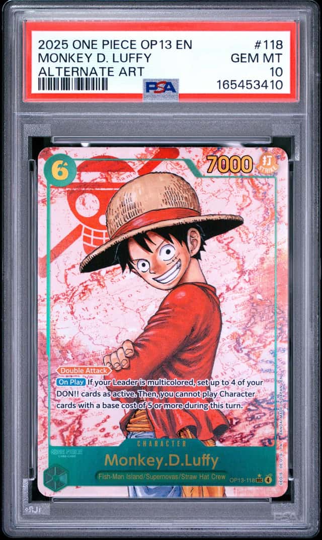 2025 ONE PIECE OP13-CARRYING ON HIS WILL ALTERNATE ART MONKEY D. LUFFY PSA 10