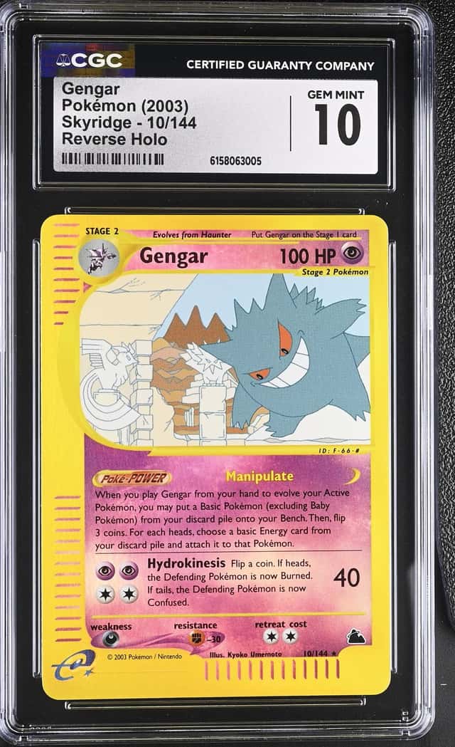 (PSA) CGC 10 Gengar Skyridge Reverse Holo Pokemon Card #10/144