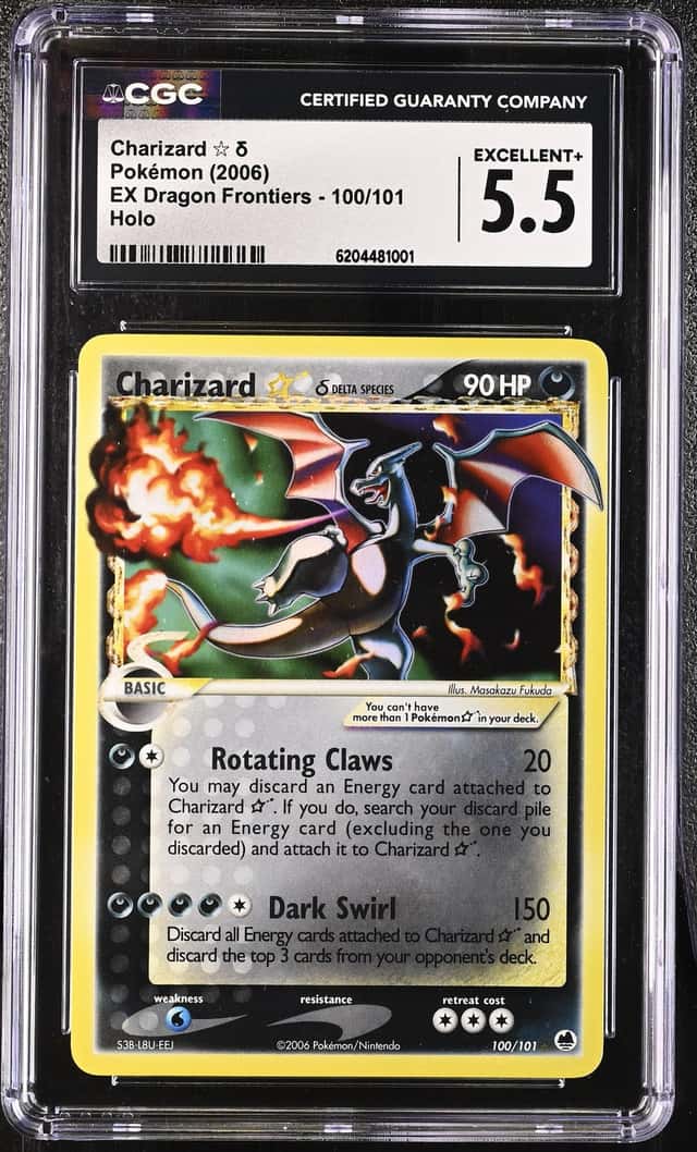 Pokemon CGC 5.5 Gold Star Charizard 100/101 EX Dragon Frontiers Holo Delta 2006