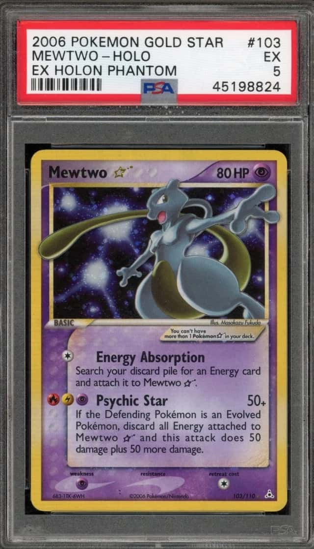 Pokemon Mewtwo Gold Star Holo Holon Phantoms 103/110 PSA 5