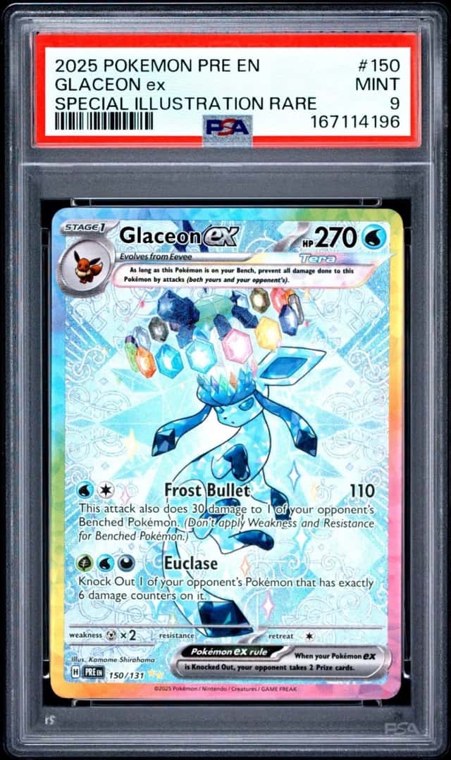 2025 Pokemon Prismatic Evolution Glaceon ex Special Illustration Rare PSA 9 Mint