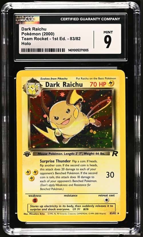 2000 Pokemon Team Rocket Dark Raichu Holo 1st Edition CGC 9 #83/82