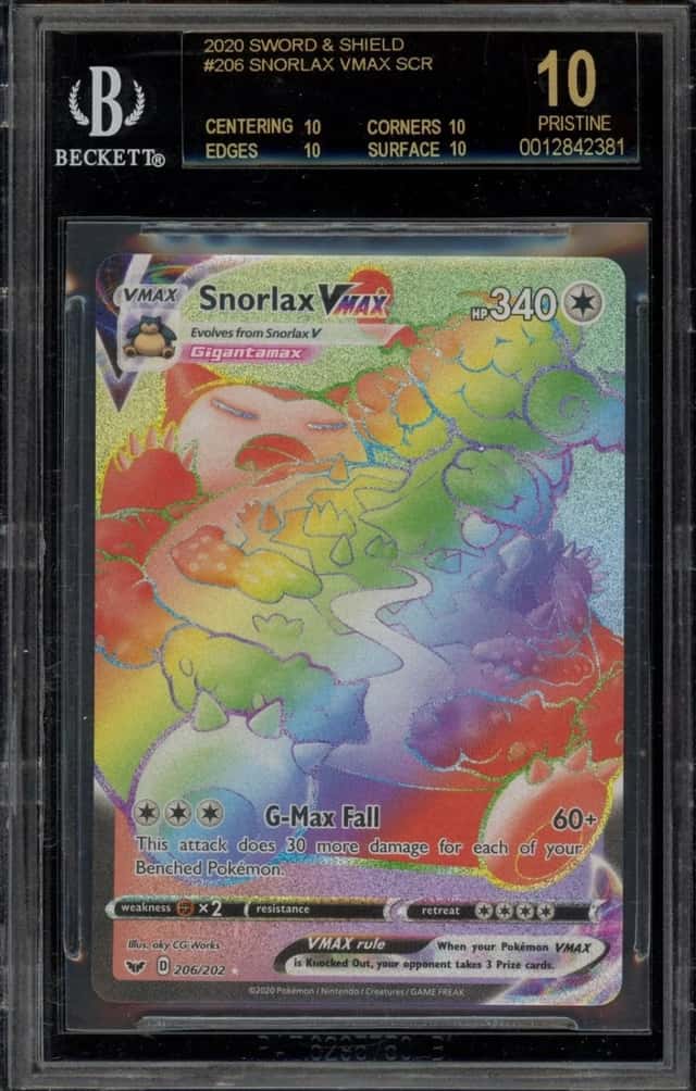 Pokemon Snorlax Vmax Secret Rare Sword And Shield 206 BGS 10 BLACK LABEL