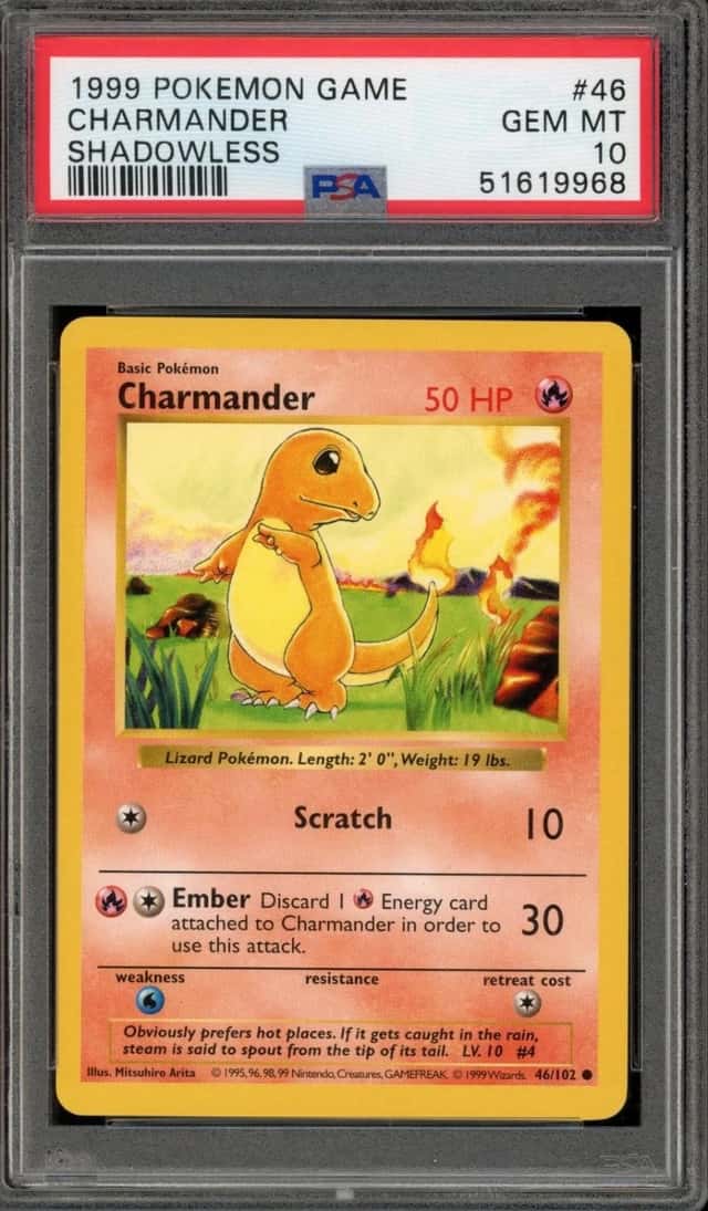 Pokemon Charmander 46/102 Base Set Shadowless PSA 10 Gem Mint