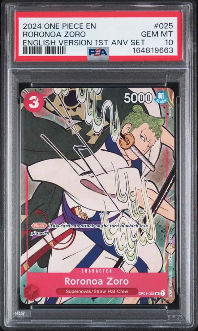 One Piece Roronoa Zoro One Piece English Version 1st Anniversary Set 025 PSA 10