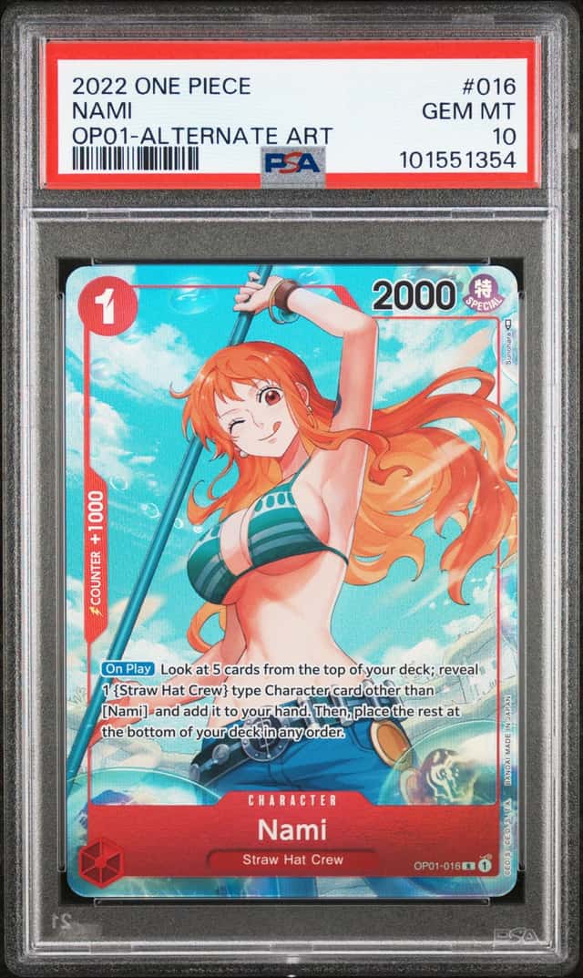 One Piece Nami Pre-Errata Romance Dawn Op01-016 Alternate Art PSA 10 Gem Mint
