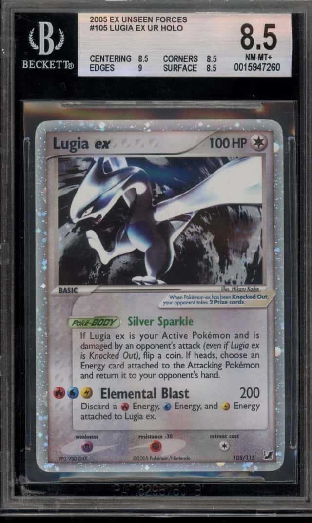Pokemon Lugia ex Holo EX Unseen Forces 105 BGS 8.5