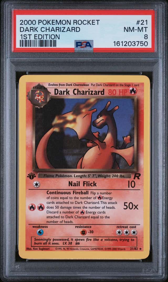 Wizards of the Coast 2000 Dark Charizard 21/82 Team Rocket Holo 1st PSA 8