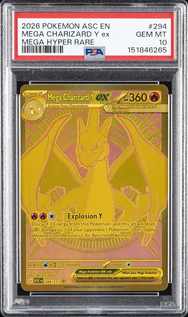 2026 POKEMON ASCENDED HEROES MEGA HYPER RARE #294 MEGA CHARIZARD Y EX PSA 10