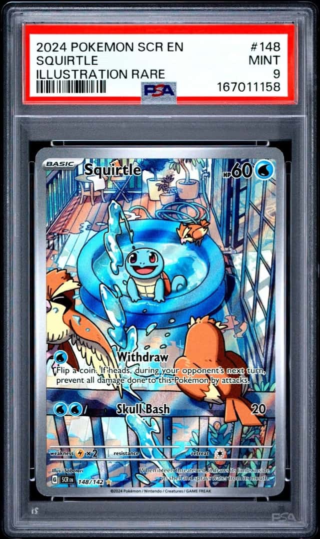 2024 POKEMON SCR EN-STELLAR CROWN ILLUSTRATION RARE #148 SQUIRTLE PSA 9