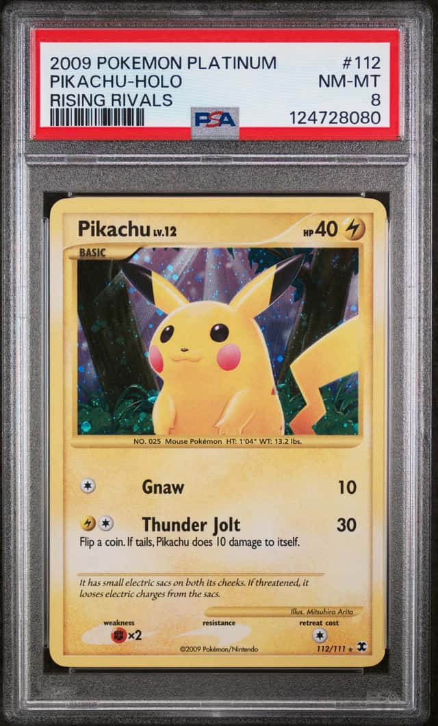 2009 Pokemon Platinum Rising Rivals Pikachu PSA 8 #112/111 Secret Rare Holo