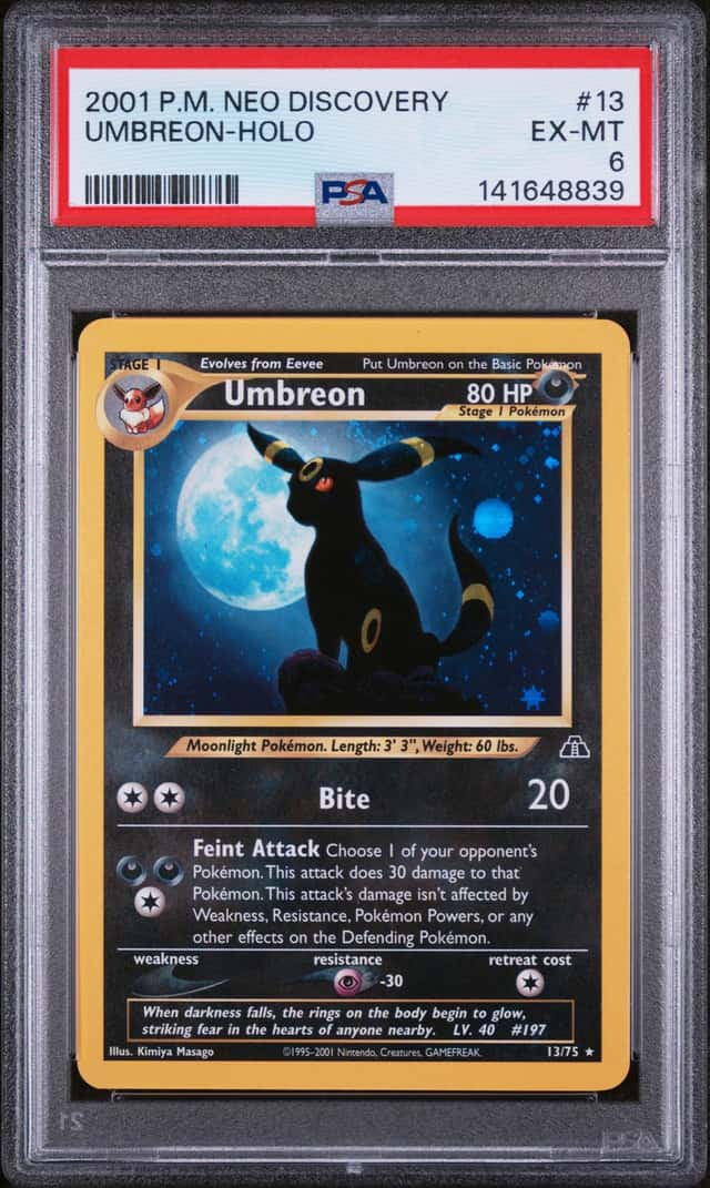 2001 Pokemon Neo Discovery Umbreon Holo Swirl #13/75 PSA 6
