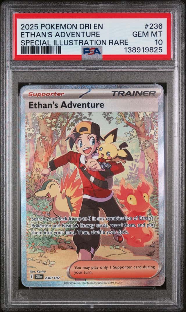 Pokemon TCG Ethan's Adventure 236/182 Destined Rivals SIR Holo PSA 10 English