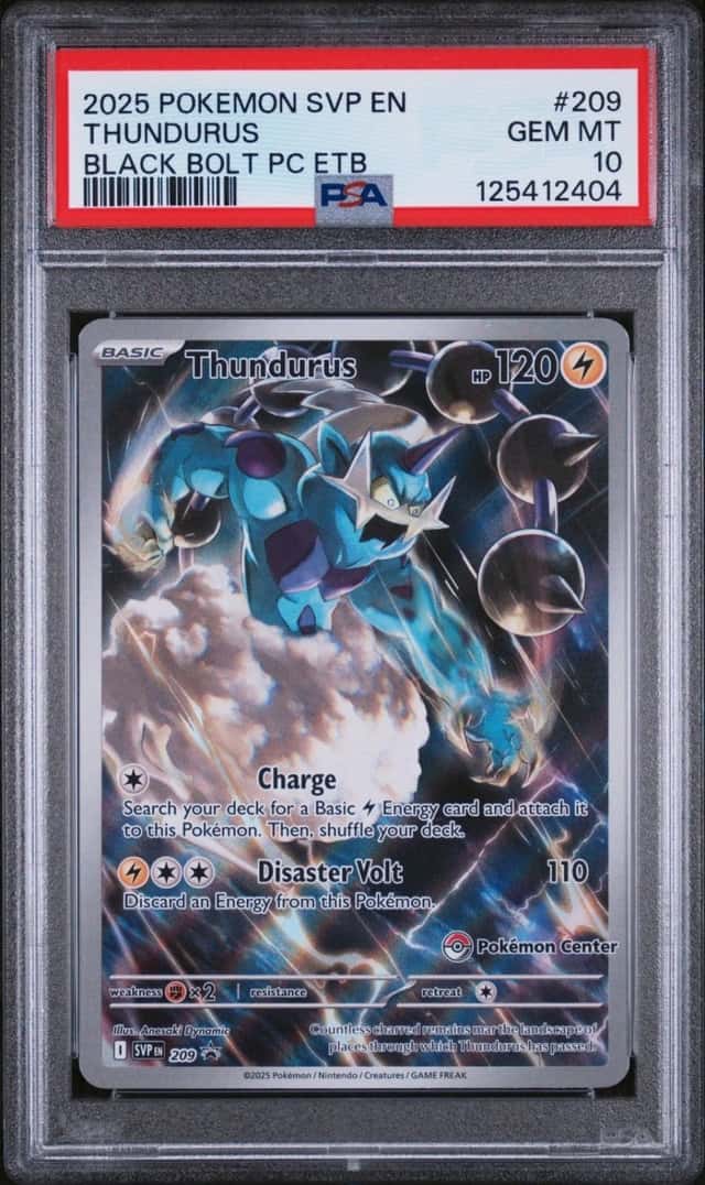 2025 POKEMON BLACK BOLT POKEMON CENTER ETB PROMO SVP #209 THUNDURUS PSA 10