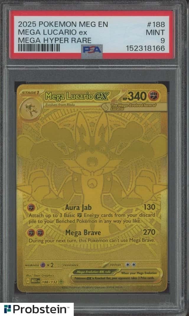 2025 Pokemon MEG EN #188 Mega Lucario ex Mega Hyper Rare PSA 9