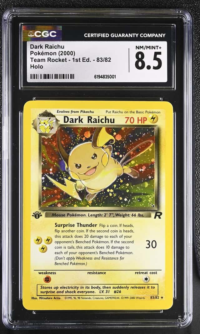2000 Pokemon Team Rocket 1st Edition Holo Dark Raichu #83 CGC 8.5 NM-MT+
