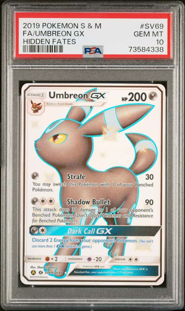 2019 Pokemon Sun & Moon Hidden Fates Shiny Vault Full Art Umbreon GX #SV69 PSA 10 GEM MINT