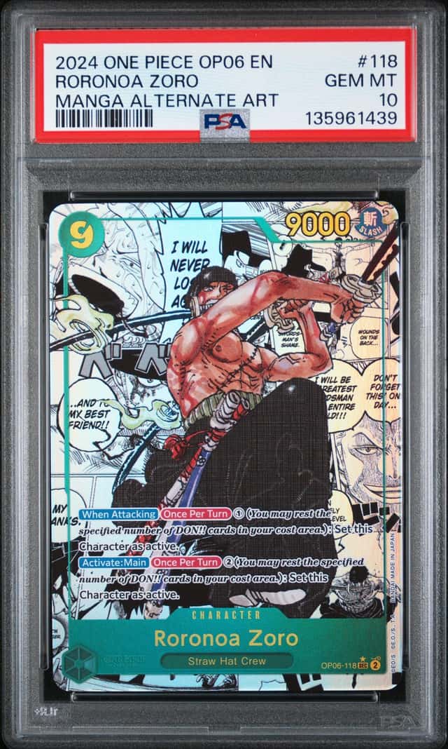 2024 One Piece Wings Of The Captain SEC Manga Art Roronoa Zoro #OP06-118 PSA 10 GEM MINT