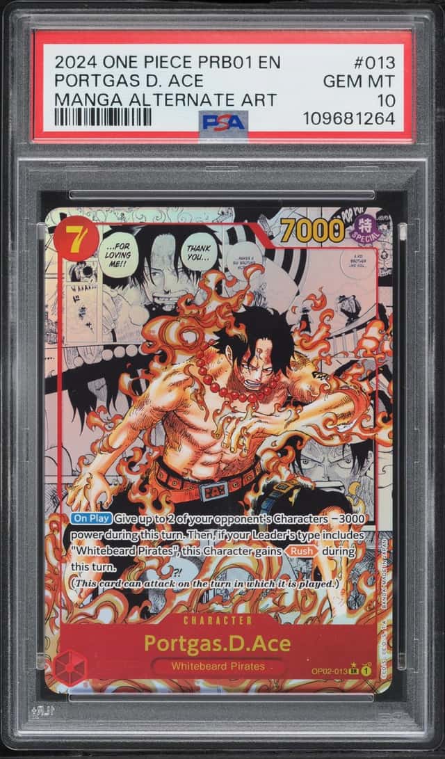 2024 One Piece Premium Booster Best SR Manga Art Portgas D. Ace #OP02-013 PSA 10 GEM MINT