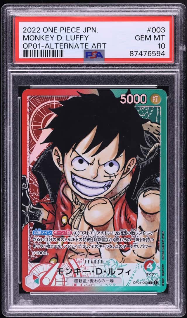 2022 One Piece Japanese Romance Dawn Alt Art Leader Monkey D. Luffy #OP01-003 PSA 10 GEM MINT