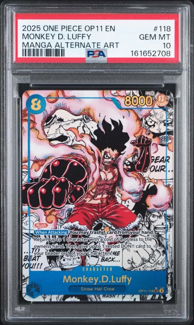 2025 ONE PIECE A FIST OF DIVINE SPEED MANGA ALT ART #118 MONKEY D. LUFFY PSA 10