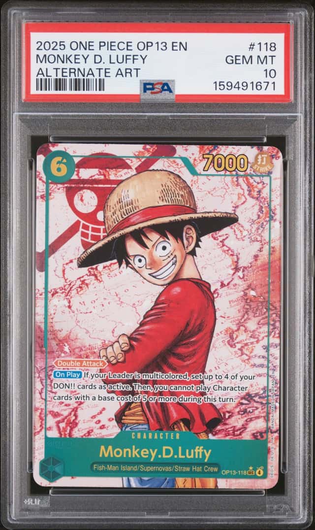 2025 One Piece Carrying On His Will Monkey D. Luffy #OP13-118 Alternative PSA 10
